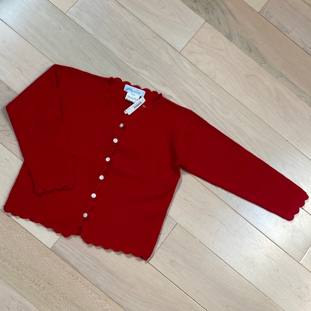 Luz European designer girls soft wool cashmere red cardigan sweater